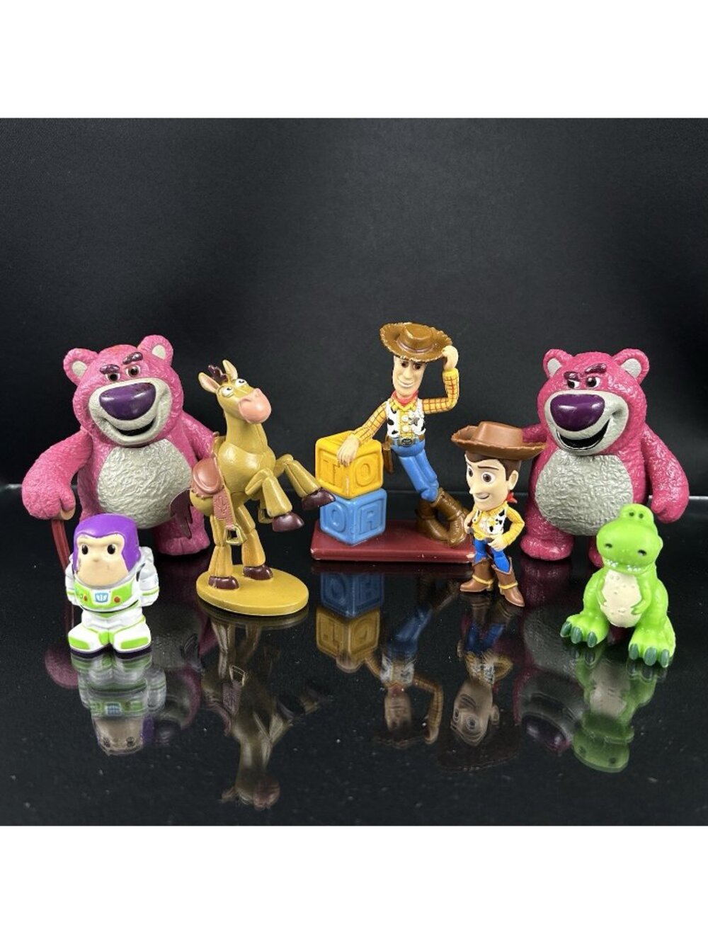 Disney Pixar Toy Story Figures Lot of 7 Woody Buzz Bullseye Rex Lotso (x2)